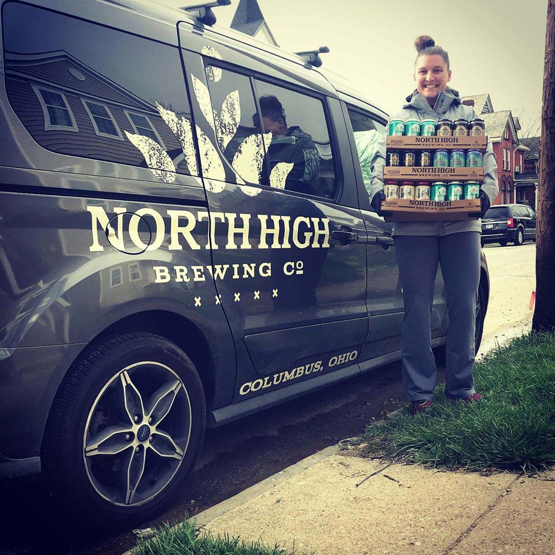 Kelsey Stief took to the road to deliver hundreds of cases of beer to customers. Photo courtesy of North High Brewing.