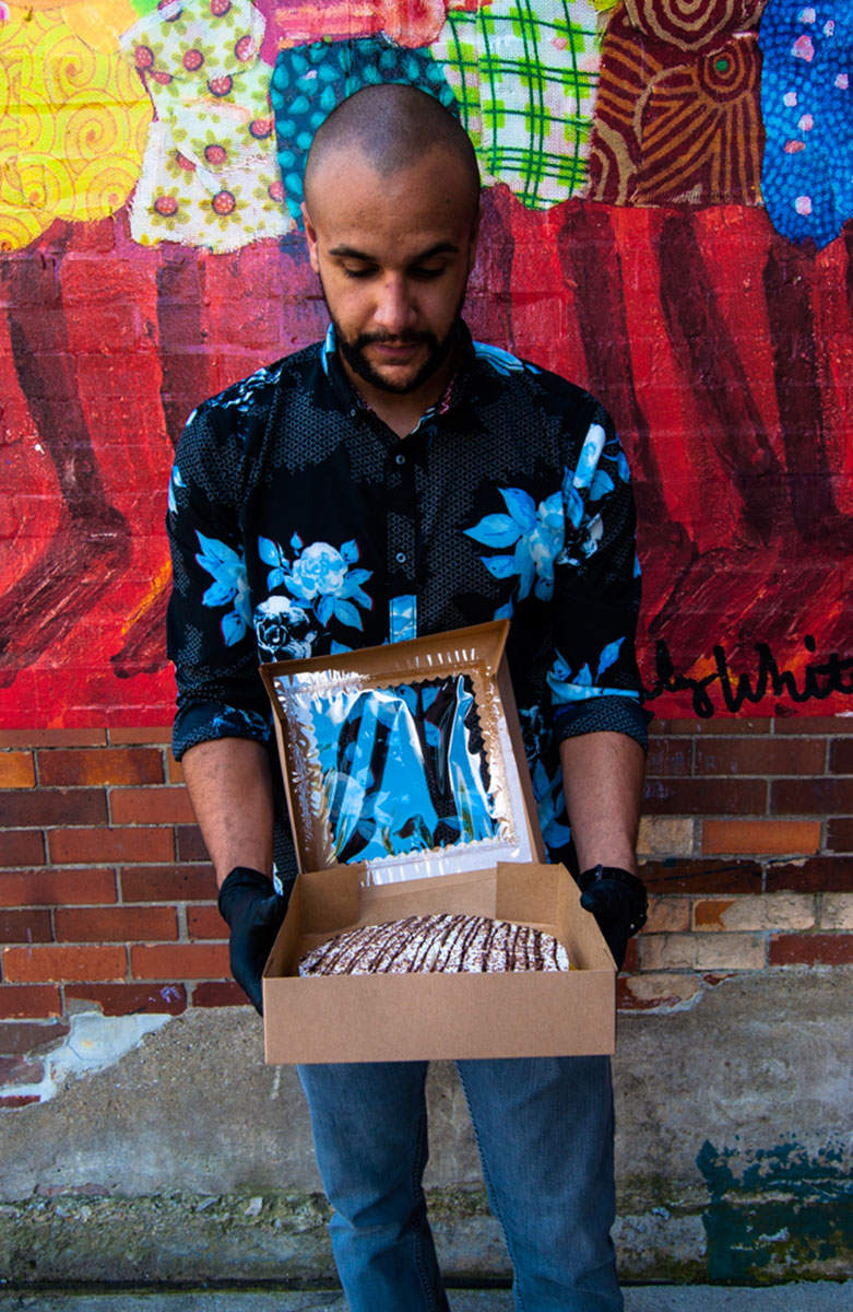 Brandon Terrell with one of his cheesecakes from SLICE! Photos by Christina Musgrave.