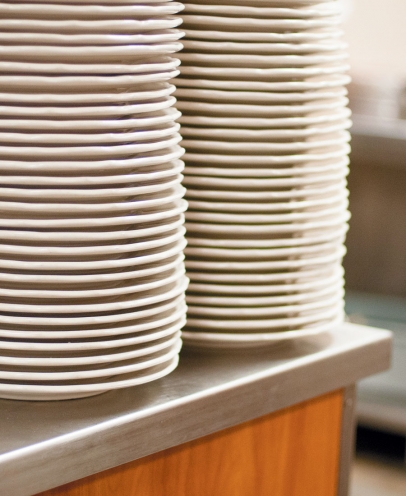 plates in cafeteria