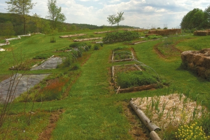 Janell’s spring beds at her three-acre herb farm.