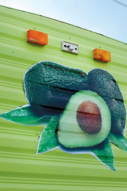  Holy Guacamole’s inside-of-an-avocado-colored food cart