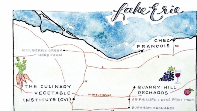 Lake erie, ohio map of shore